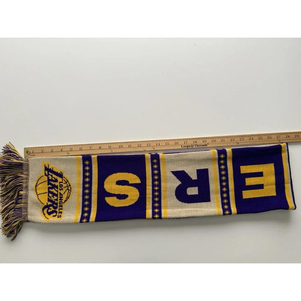 LAKERS Christmas Day 2023 Knit Scarf‎ Adult Logo LA Los Angeles Winter Fringe